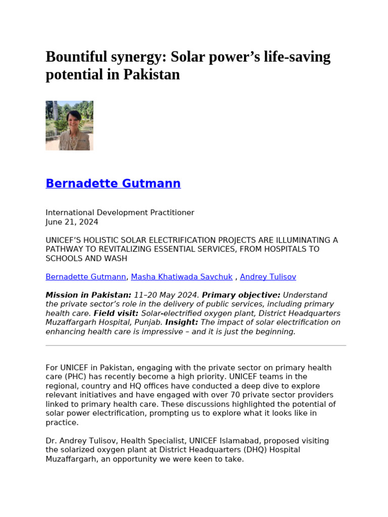 Solar Power's Impact on Health in Pakistan | PDF | Solar Power ...