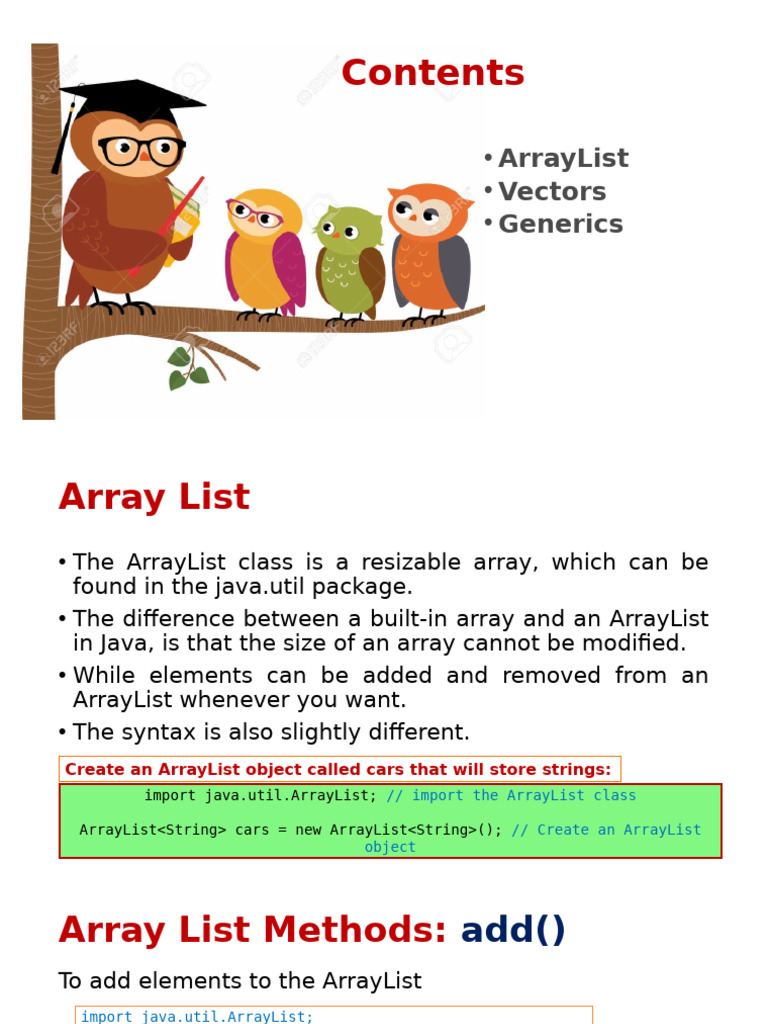 Java ArrayList and Generics Overview | PDF | Data Type | Java ...