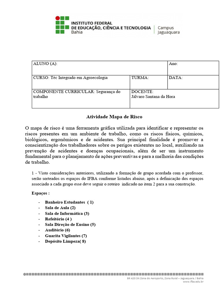 Mapa de Risco no Ambiente Escolar | PDF