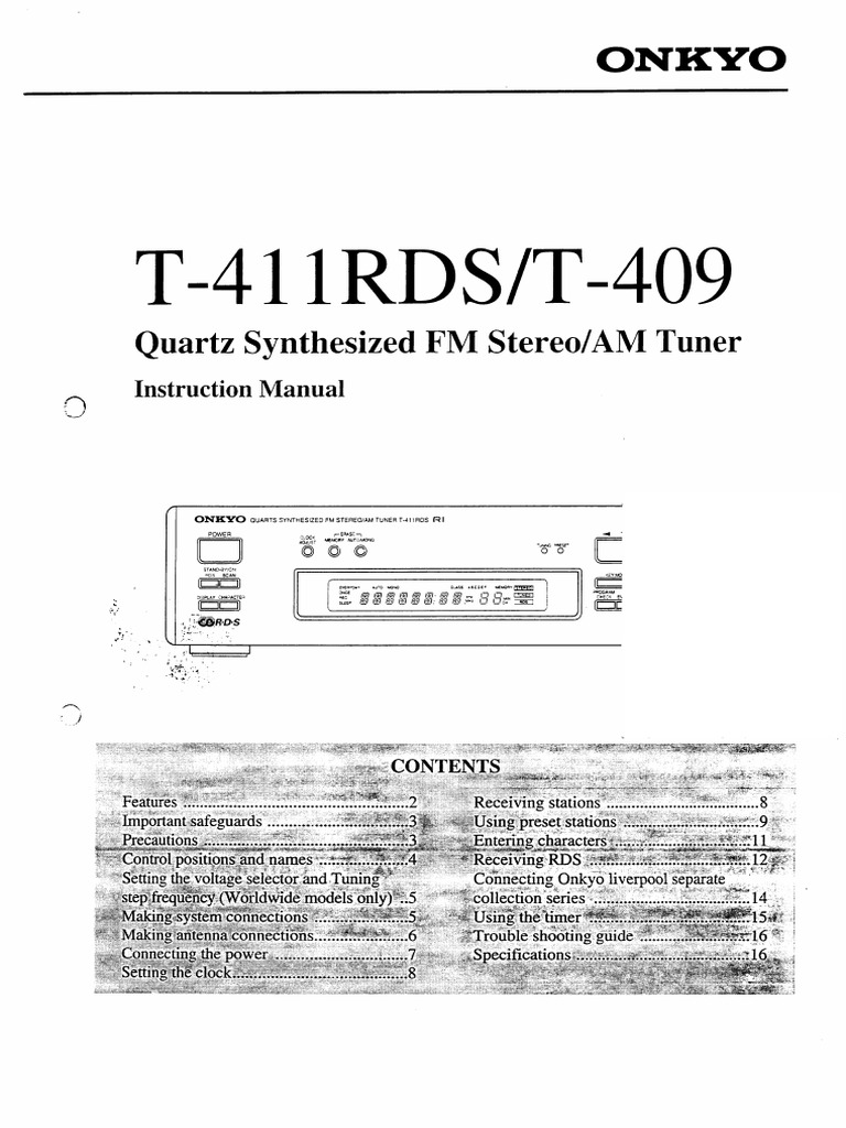 Onkyo T411 Tuner | PDF