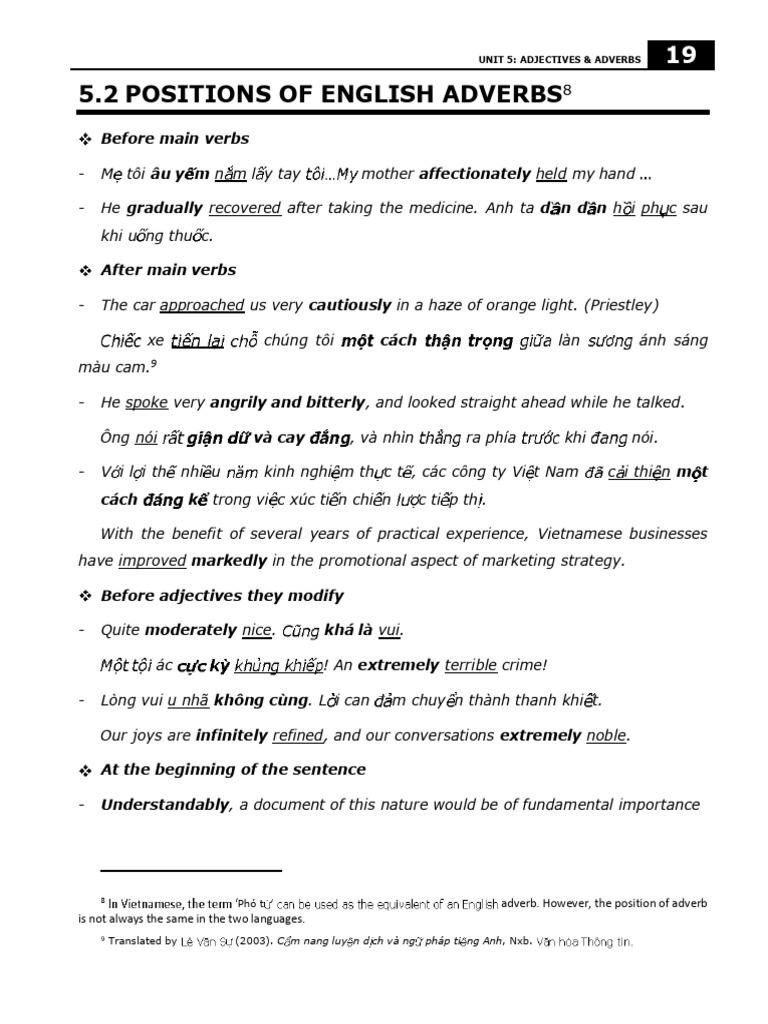 5.2 Positions of English Adverbs: Adverb. However, The Position of ...