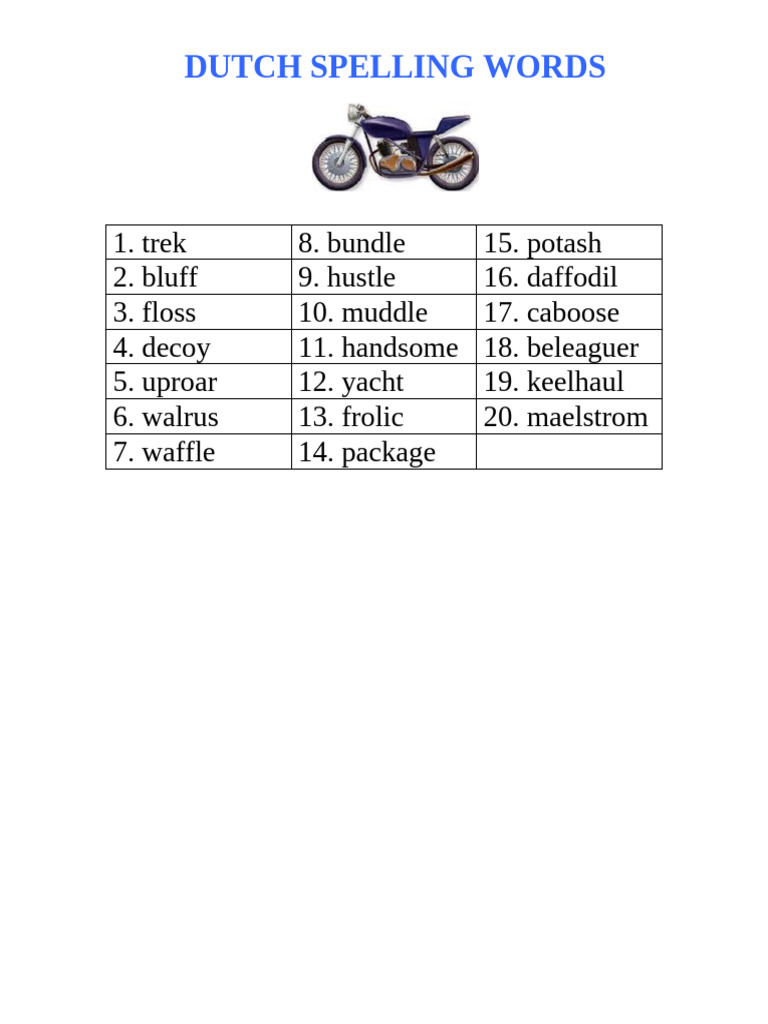 Dutch Spelling Word List | PDF