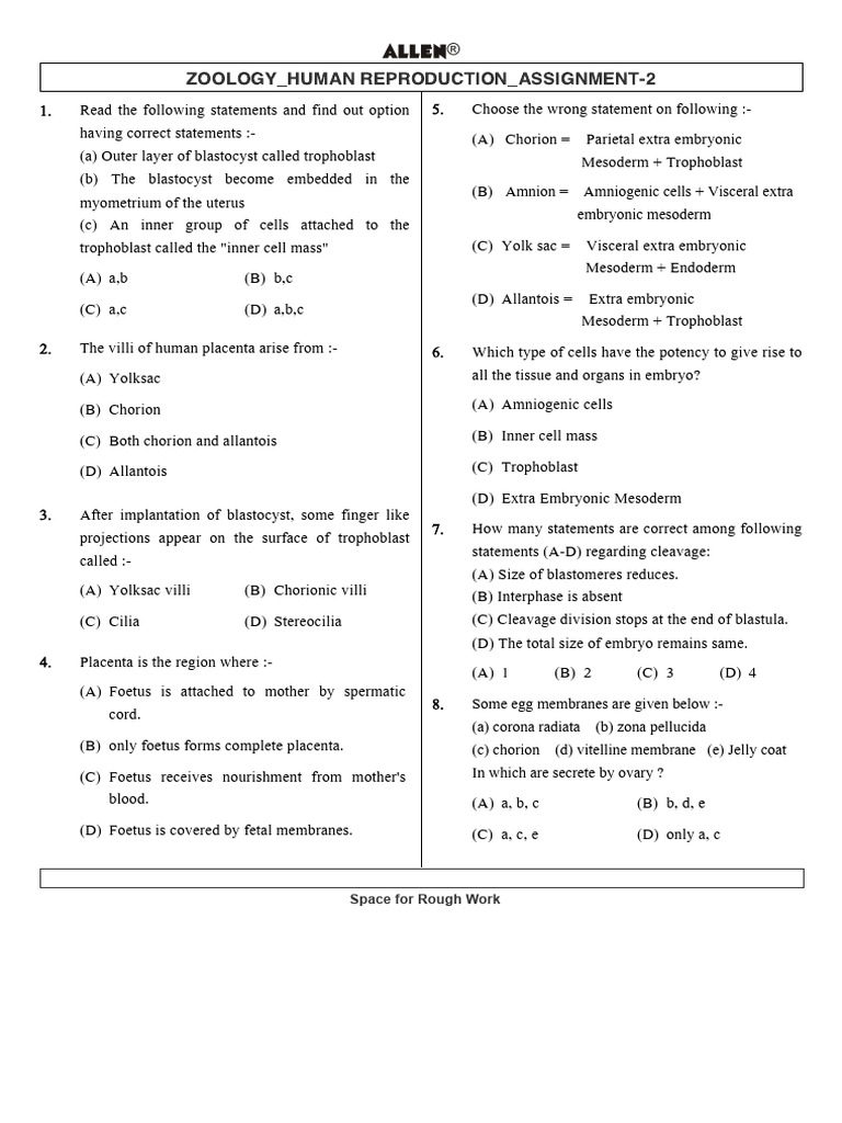 ZOOLOGY_HUMAN REPRODUCTION_ASSIGNMENT-2 | PDF | Embryo | Human ...