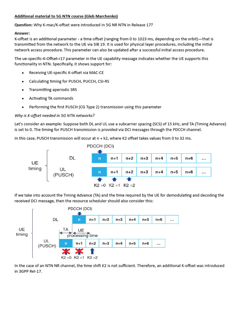 5G NTN K-offset and Timing Advances | PDF | Data Transmission | Wireless