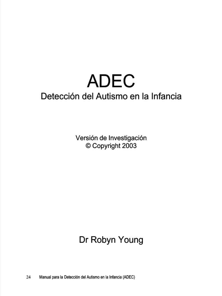Detección Temprana de Autismo ADEC | PDF | Autismo | Ciencias del ...