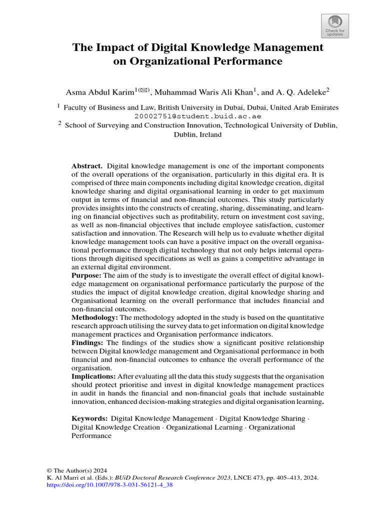 The Impact of Digital Knowledge Management On Orga | PDF | Knowledge ...