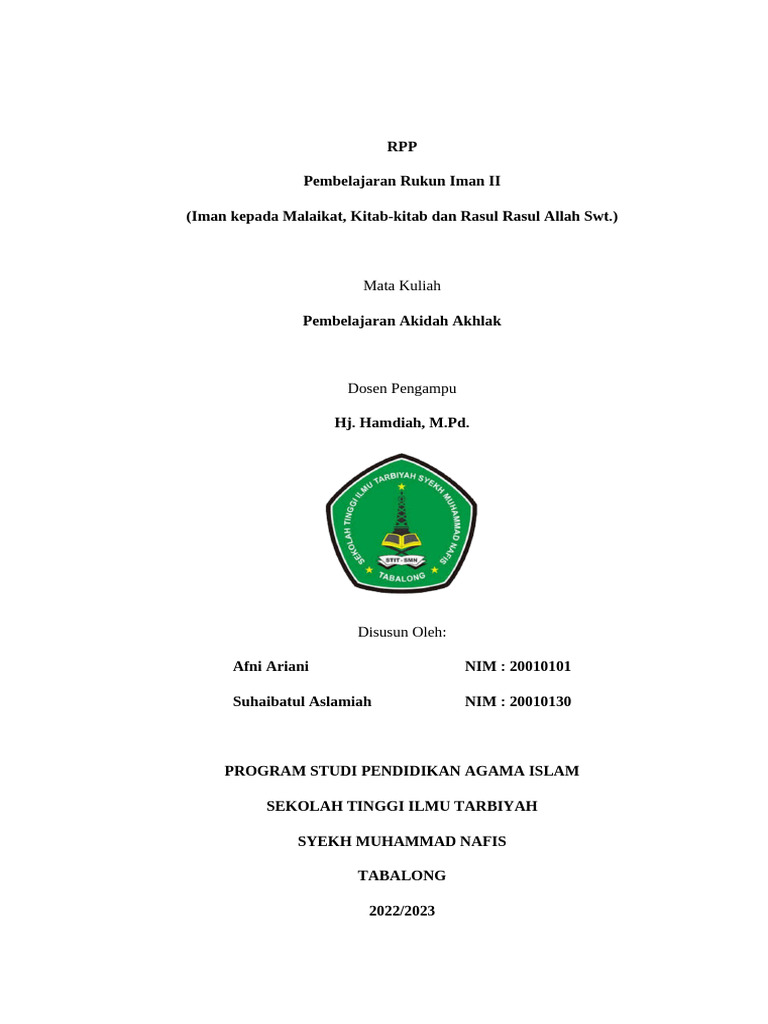 Kel 3. RPP Kelas V MIN Syekh Muhammad Nafis | PDF