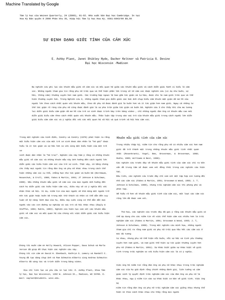 The Gender Stereotyping of Emotions | PDF