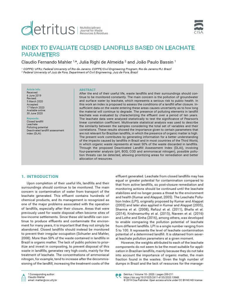 Evaluating Closed Landfills' Leachate Impact | PDF | Landfill | Statistics