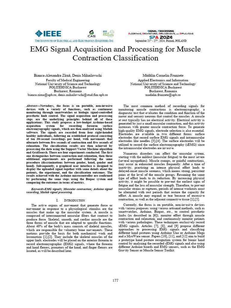 EMG Signal Processing for Muscle Classification | PDF ...