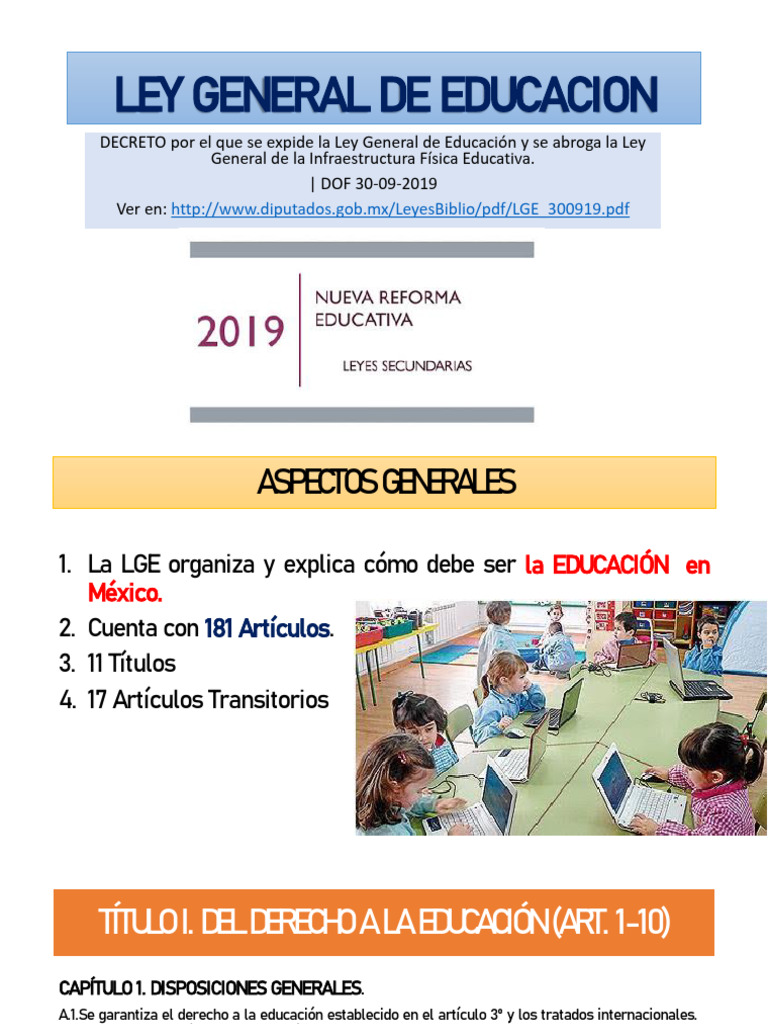 Ley General de Educación 2019 | PDF | Educación de la primera infancia ...