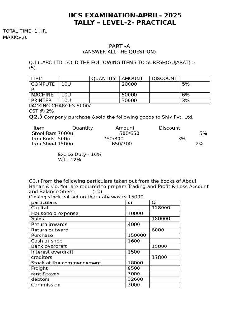 Tally-Level - 2 - Practical 2 - April | PDF | Business | Taxes