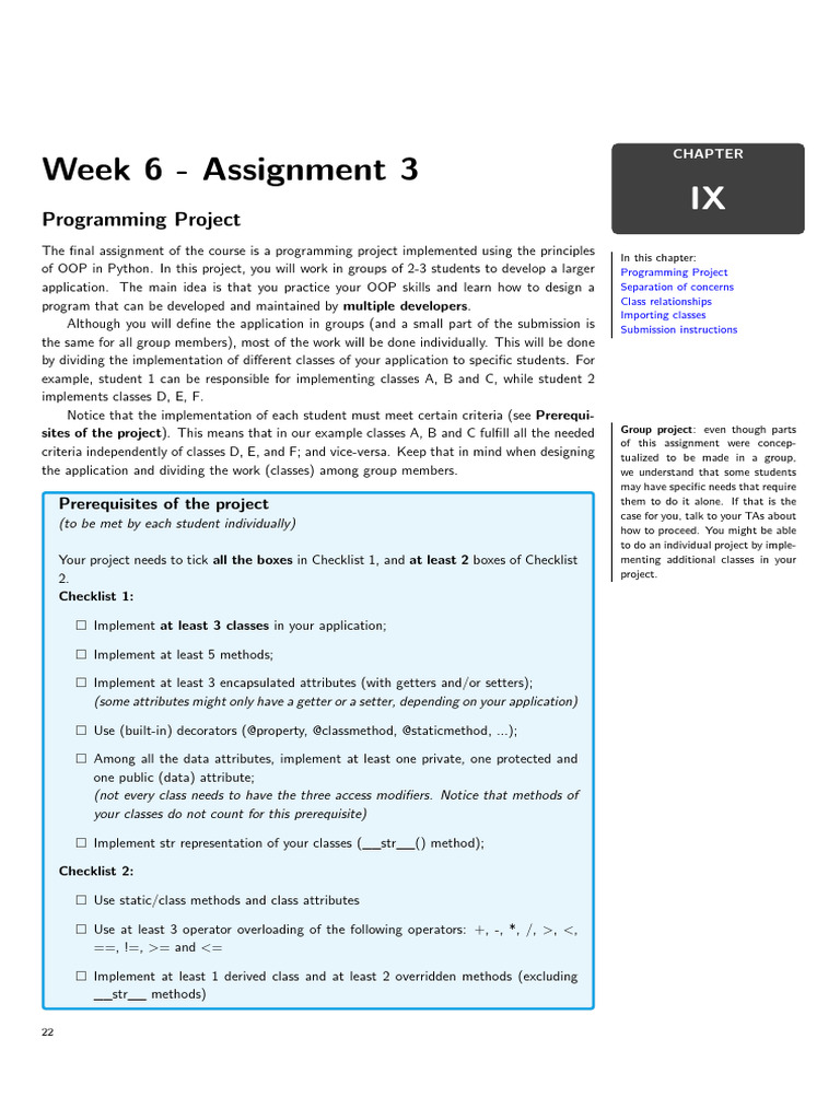 OOP Python Group Project Guidelines | PDF | Class (Computer Programming ...