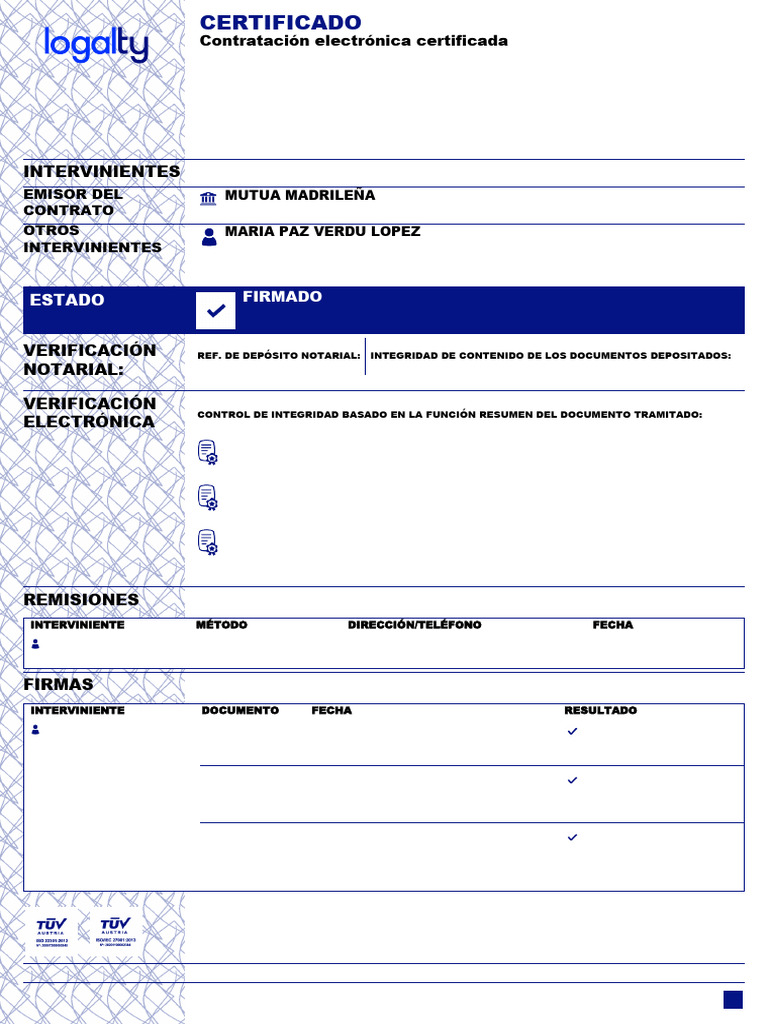 Certificación Electrónica Logalty 006001 | PDF