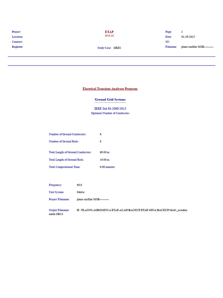 Ground Grid System Analysis Report | PDF | Electrical Conductor ...