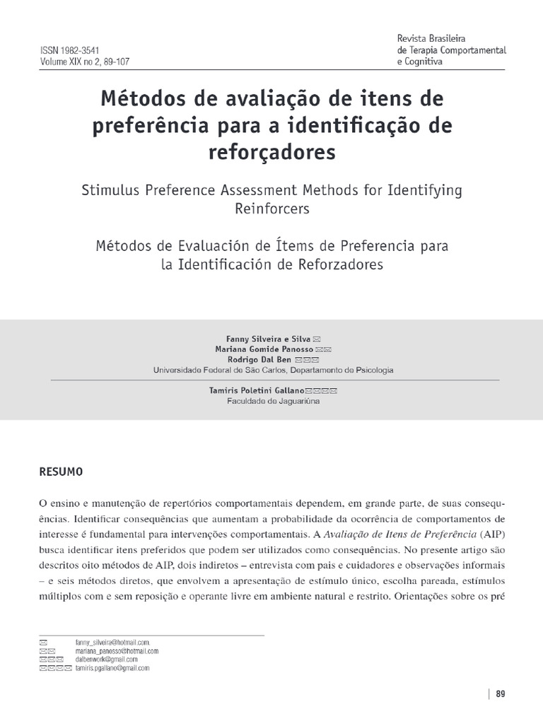 Leitura Complementar Aula de Avaliação de Preferência | PDF