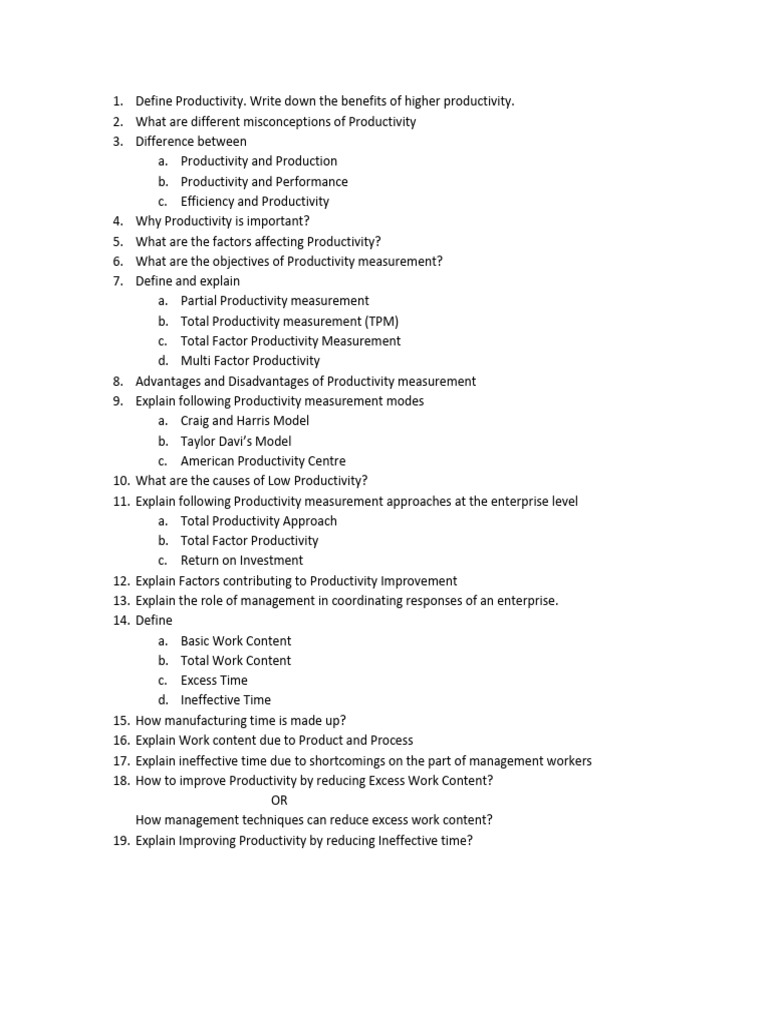 Understanding and Measuring Productivity | PDF
