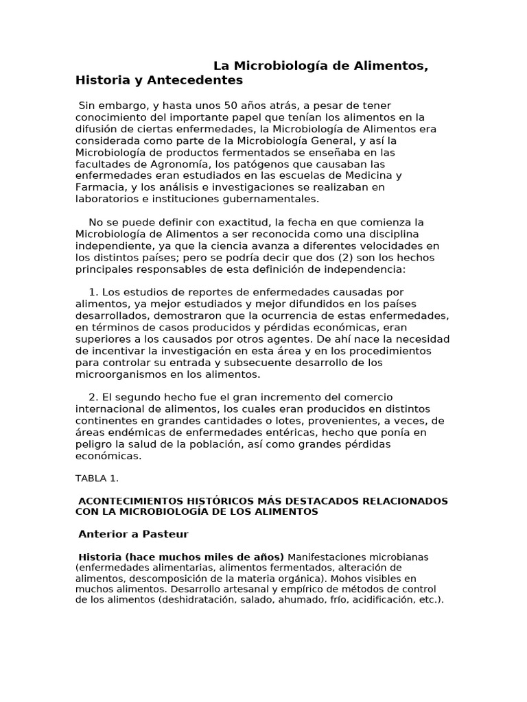 Historia de la Microbiología de Alimentos | PDF | Las bacterias ...