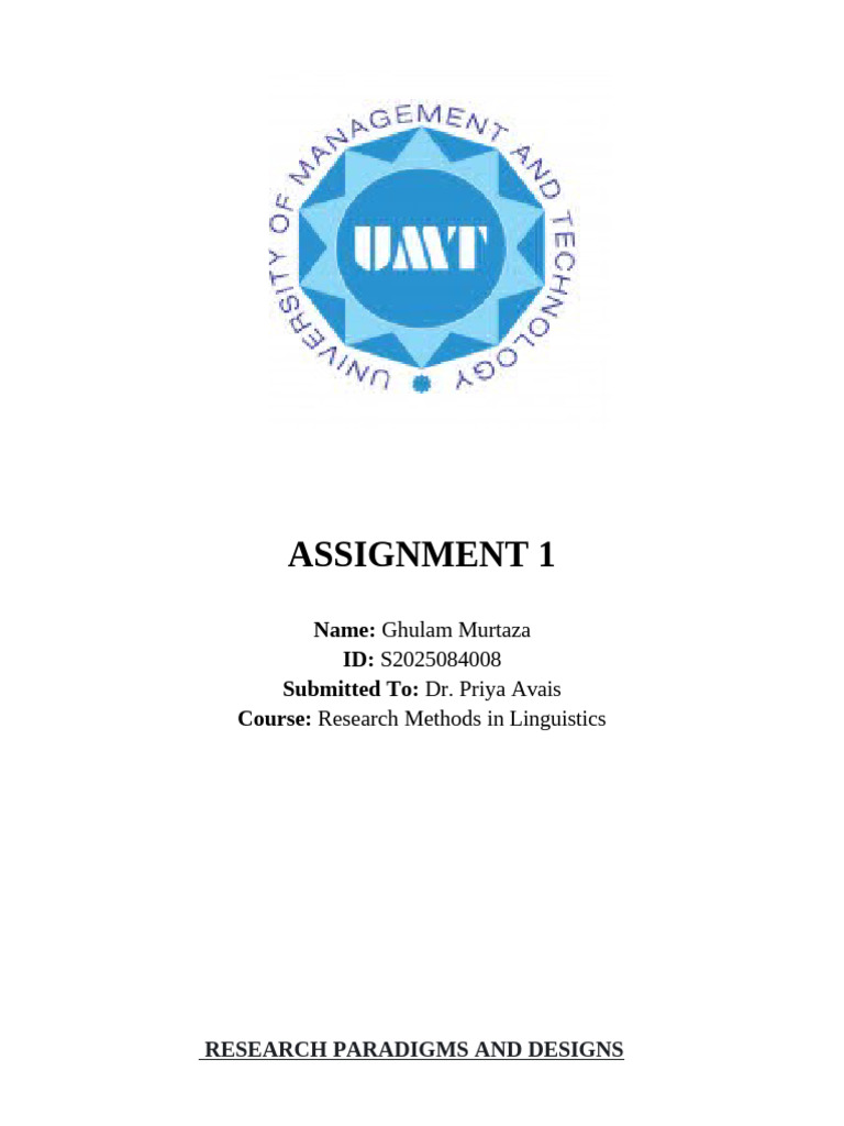 Assignment 1 On Research Paradigms | PDF | Critical Race Theory | Sociology