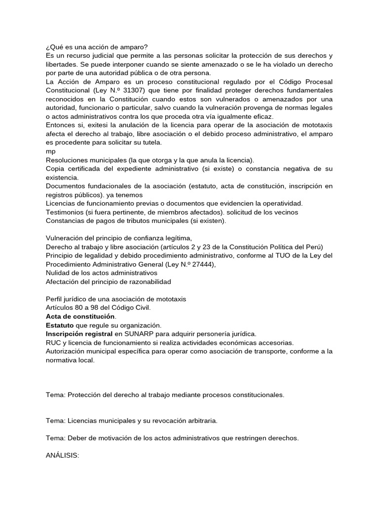 Acción de Amparo y Derechos Laborales | PDF | Justicia | Crimen y violencia