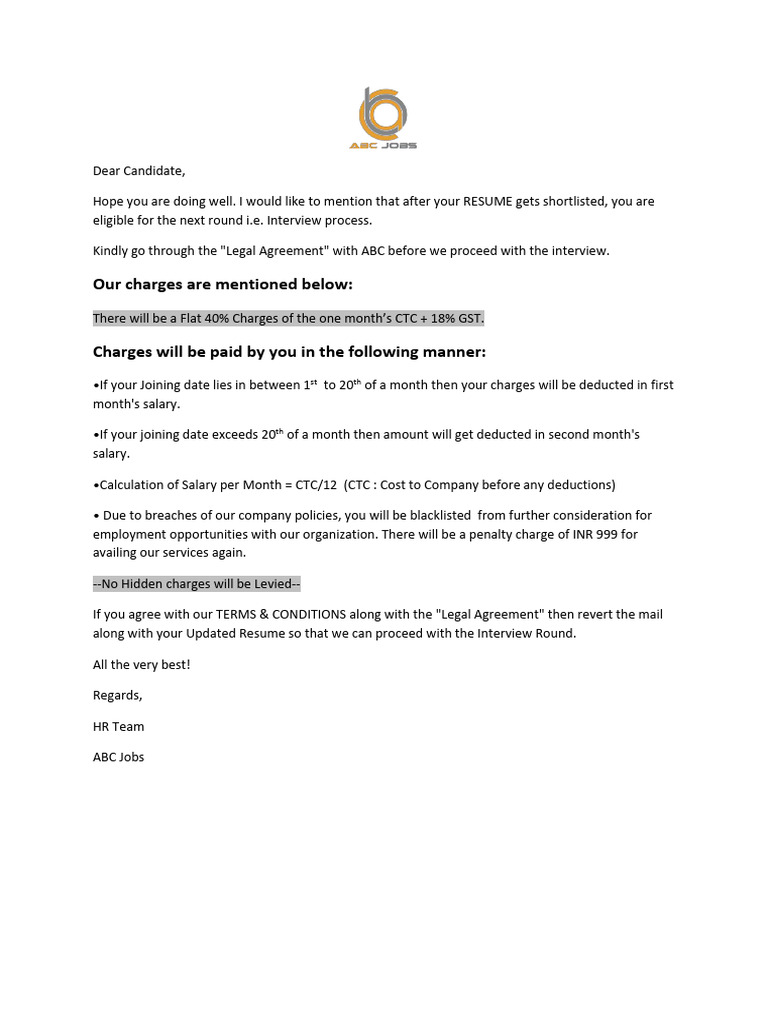 ABC 1 Agreement for Interview Process | PDF