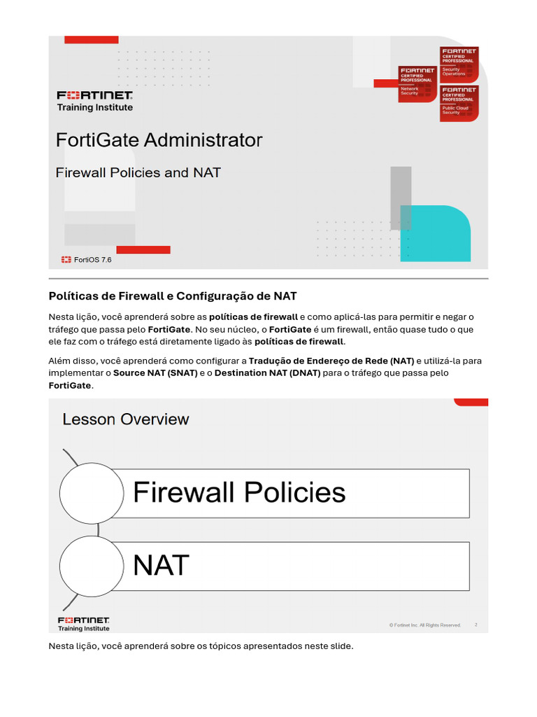 Políticas de Firewall e NAT no FortiGate | PDF | Firewall (informática ...