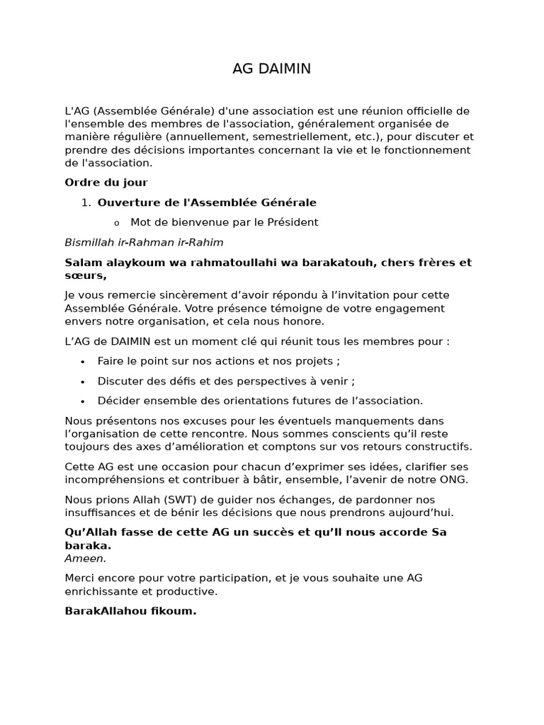 Assemblée Générale de DAIMIN | PDF