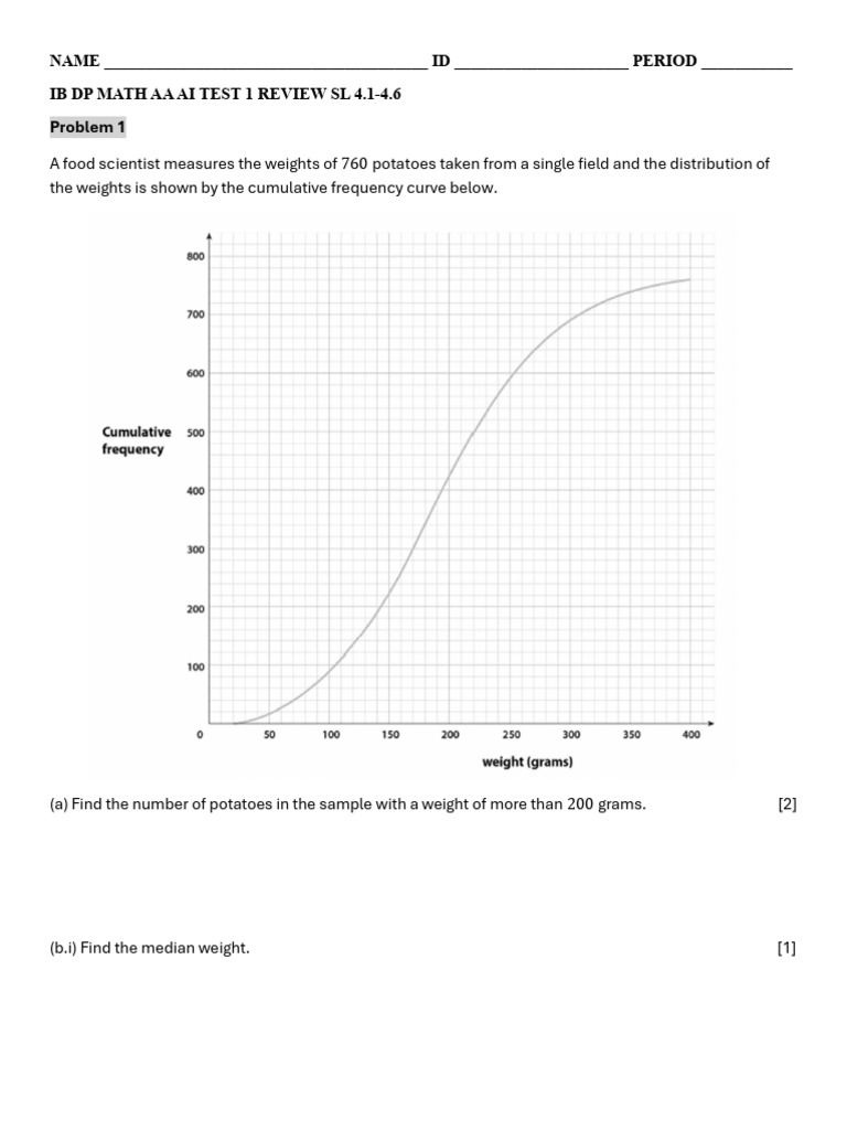 Ib+Dp+Math+Aa+Ai+Test+1+Review+Sl+4.1 4.6 | PDF | Statistical Analysis ...