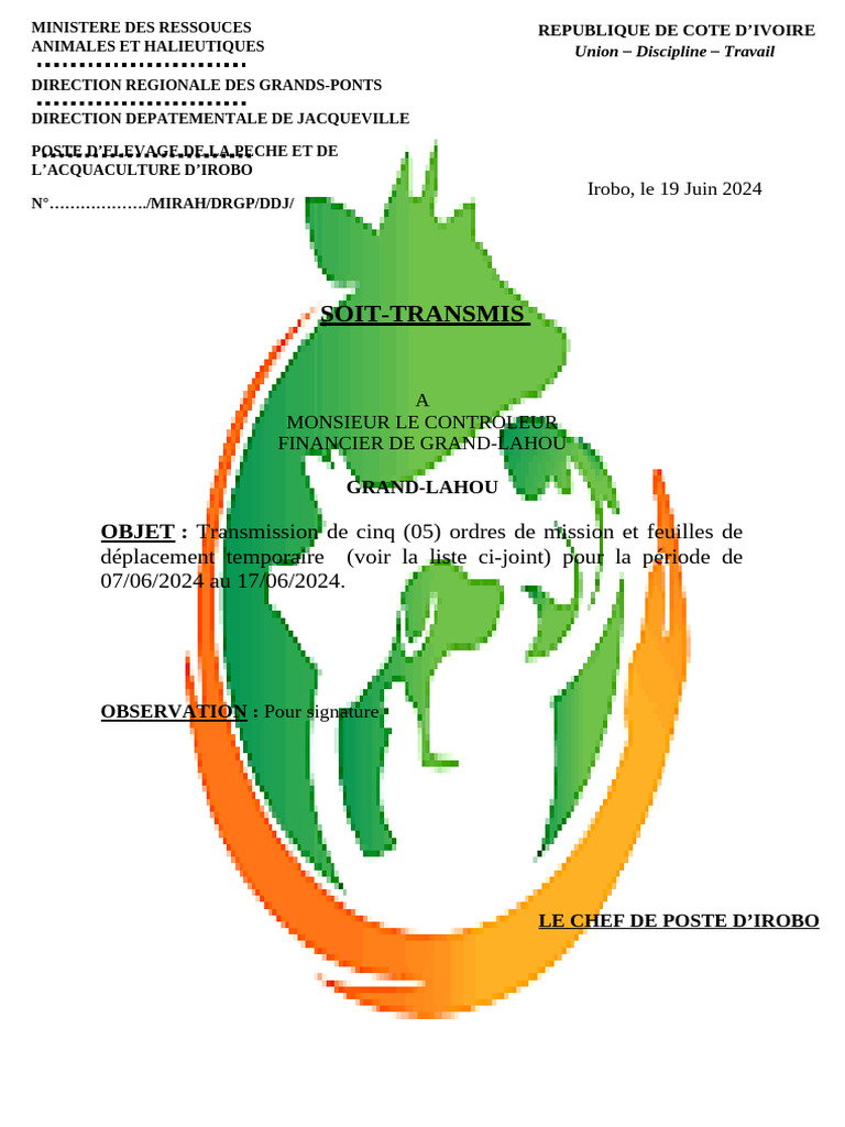 Modèle de Soit Transmis Administratif | PDF