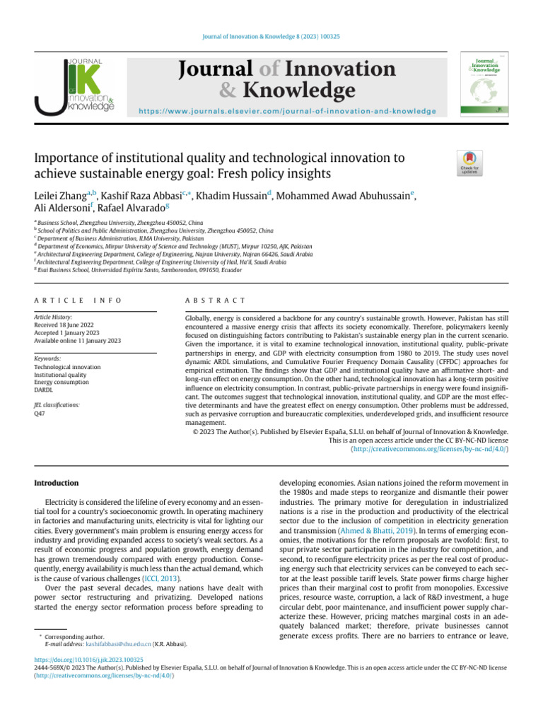Importance of Institutional Quality and Technological in - 2023 ...