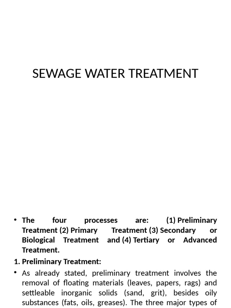 Sewage Water Treatment Processes Explained | PDF | Sewage Treatment ...