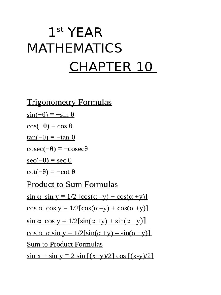 1st YEAR MATHEMATICS | PDF