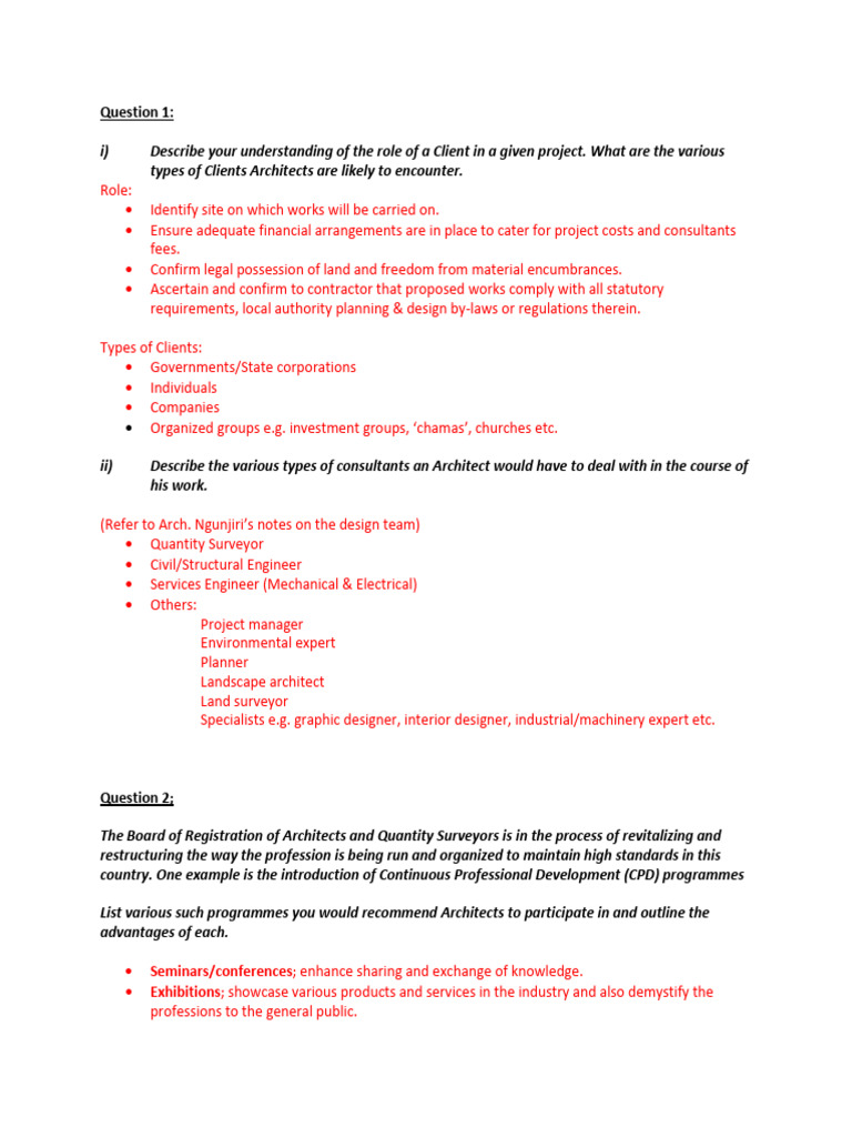 Role and Types of Clients for Architects | PDF