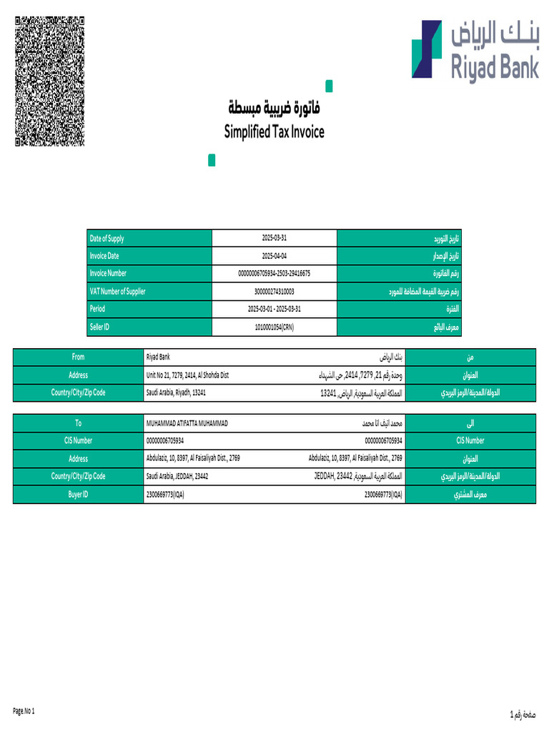 VAT Invoice Format in Saudi Arabia | PDF | Invoice | Riyadh