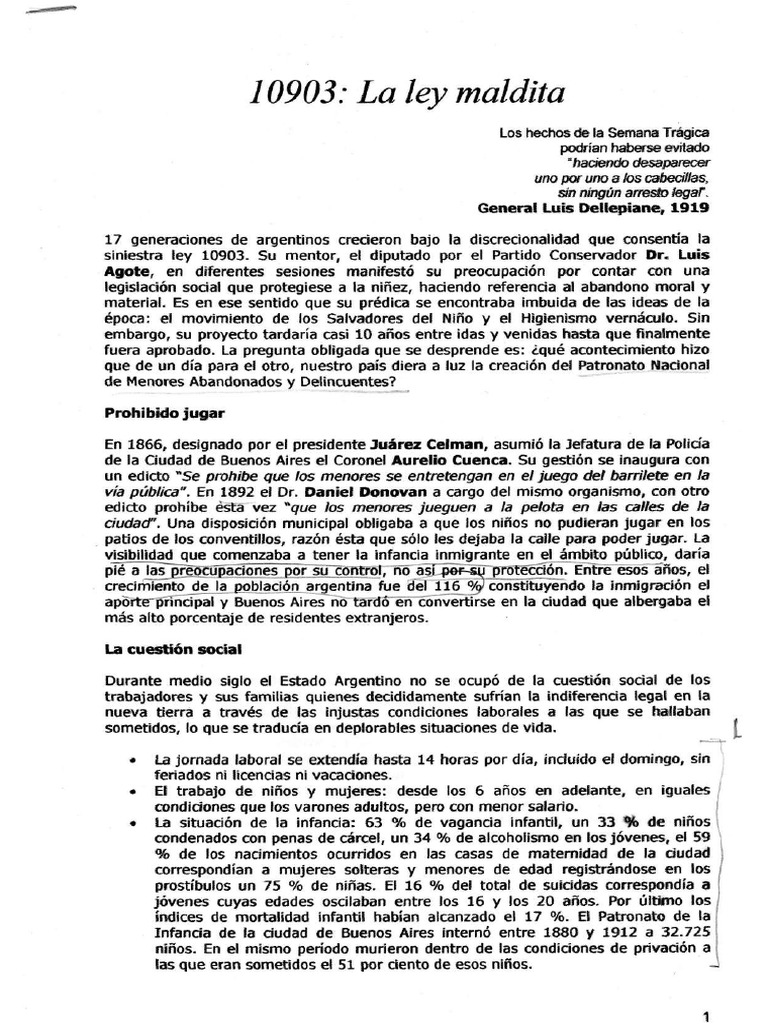 Ley Agote N°10.903 | PDF