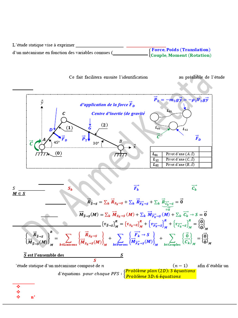 Statique des solides : principes et applications | PDF | Obliger | Poids