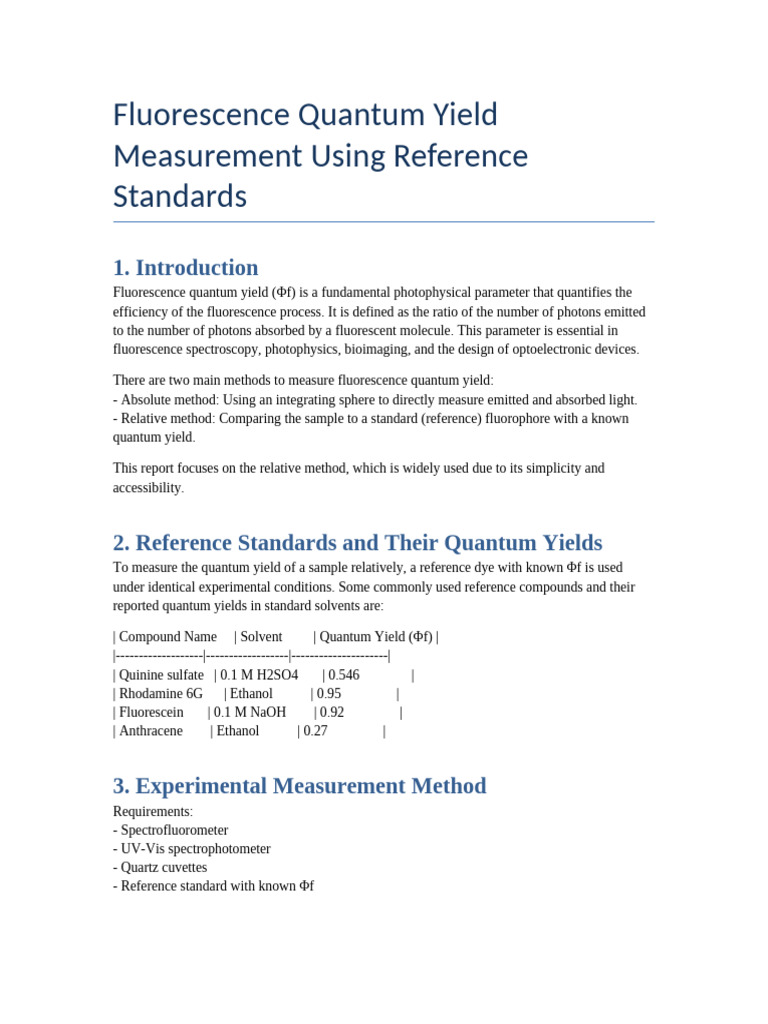 Measuring Fluorescence Quantum Yield | PDF | Fluorescence | Optics