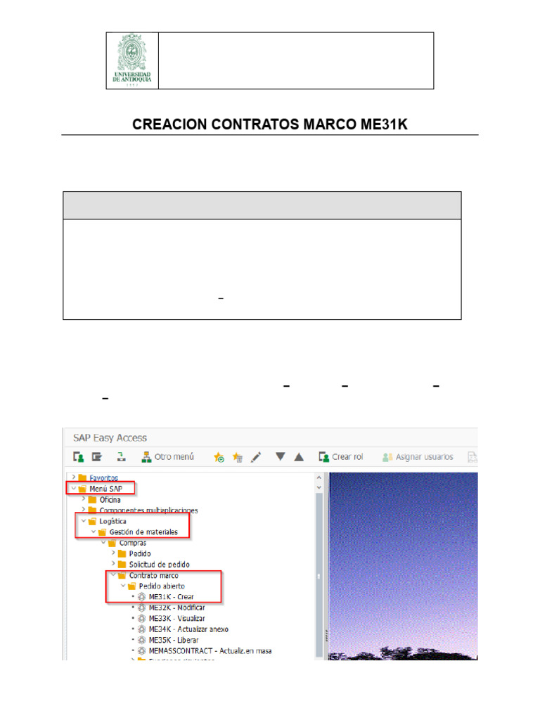 Creación de Contratos Marco en SAP | PDF | Informática
