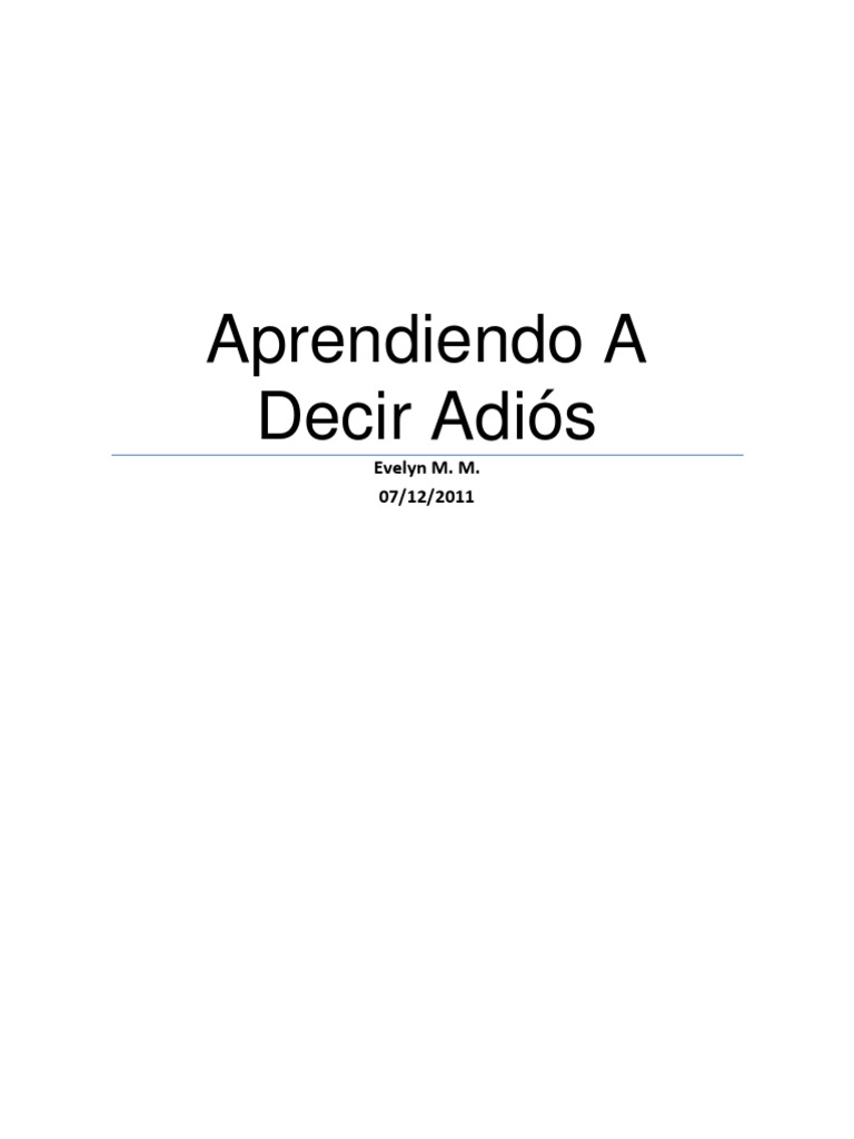 Aprendiendo A Decir Adiós Pdf Vida Muerte