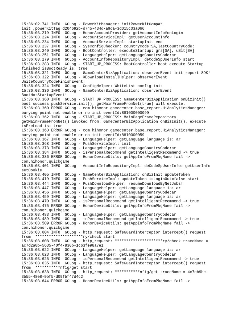 Game Center Initialization Log Analysis | PDF | Computer Networking ...