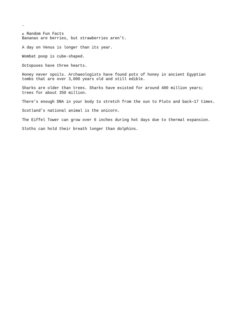 Random Fun Facts | PDF