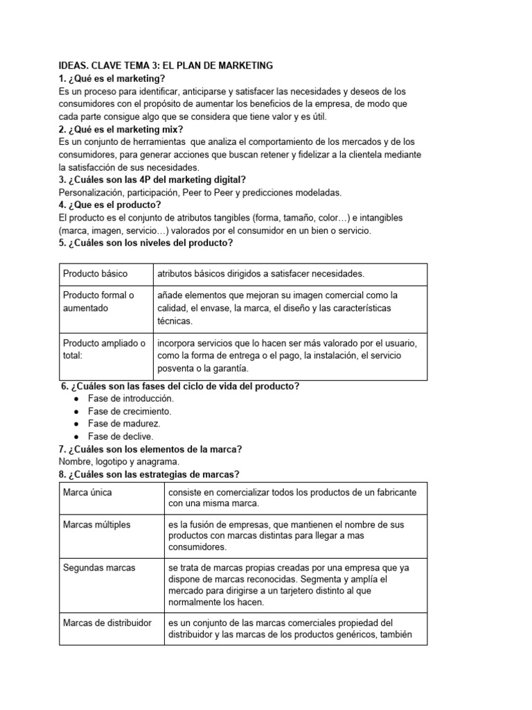 Plan de Marketing: Claves y Estrategias | PDF | Producto (Negocio ...