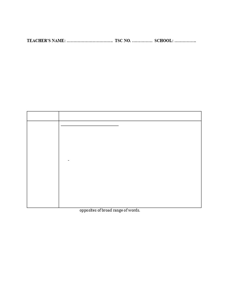 Grade 3 English Lesson Plans: Opposites & Prepositions | PDF | Learning ...