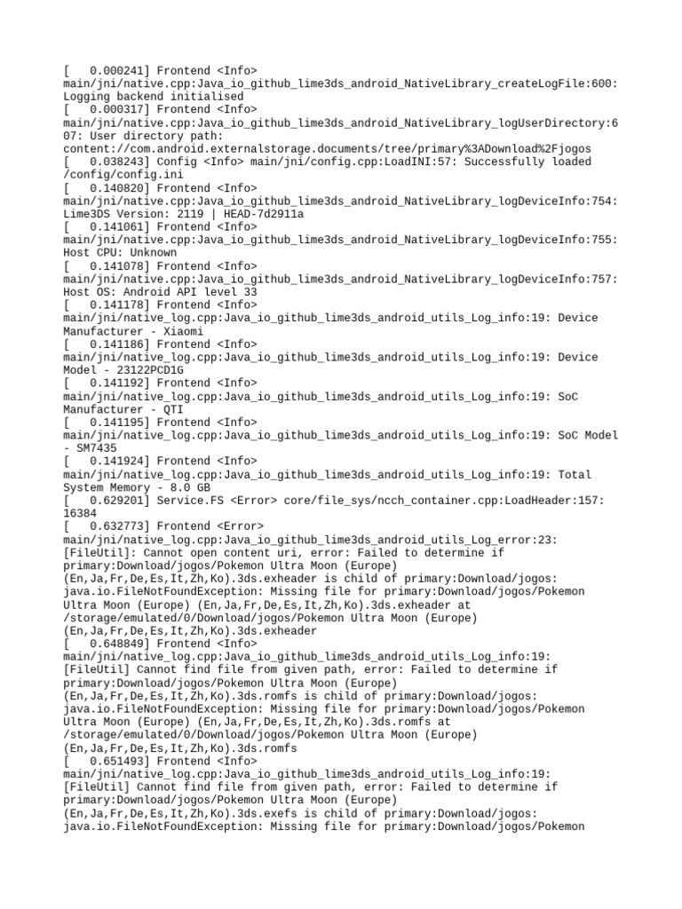 Lime3DS Android Log Analysis | PDF | Computer Architecture | Computing