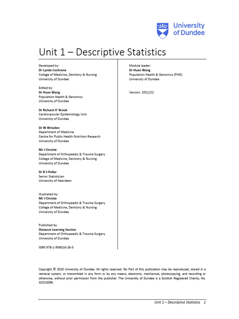 Ics Week 1 Handouts Pdf Histogram Statistics