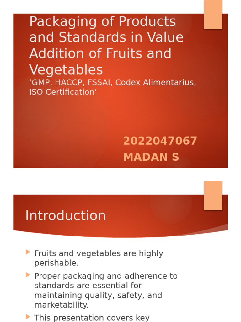 Packaging Standards for Fruits & Vegetables | PDF | Food Safety ...