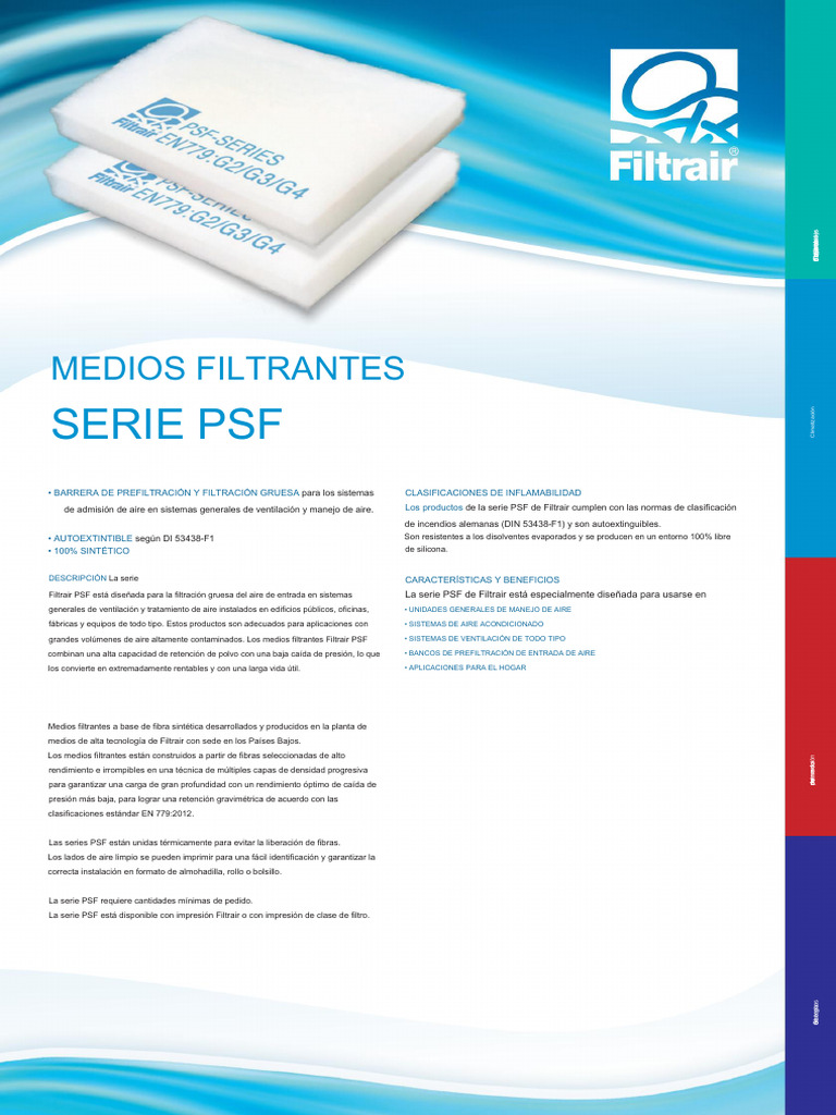Filtros Autoextinguibles Serie PSF | PDF | Ventilación (Arquitectura ...