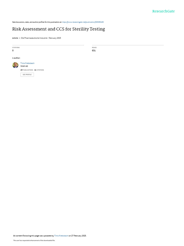 CCS Sterilprfung Krebsbach | PDF | Sterilization (Microbiology) | Risk