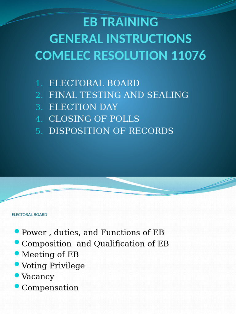EB Training Guidelines and Procedures | PDF