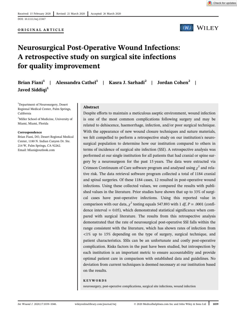 Neurosurgical Wound Infection Study | PDF | Neurosurgery | Surgical Suture